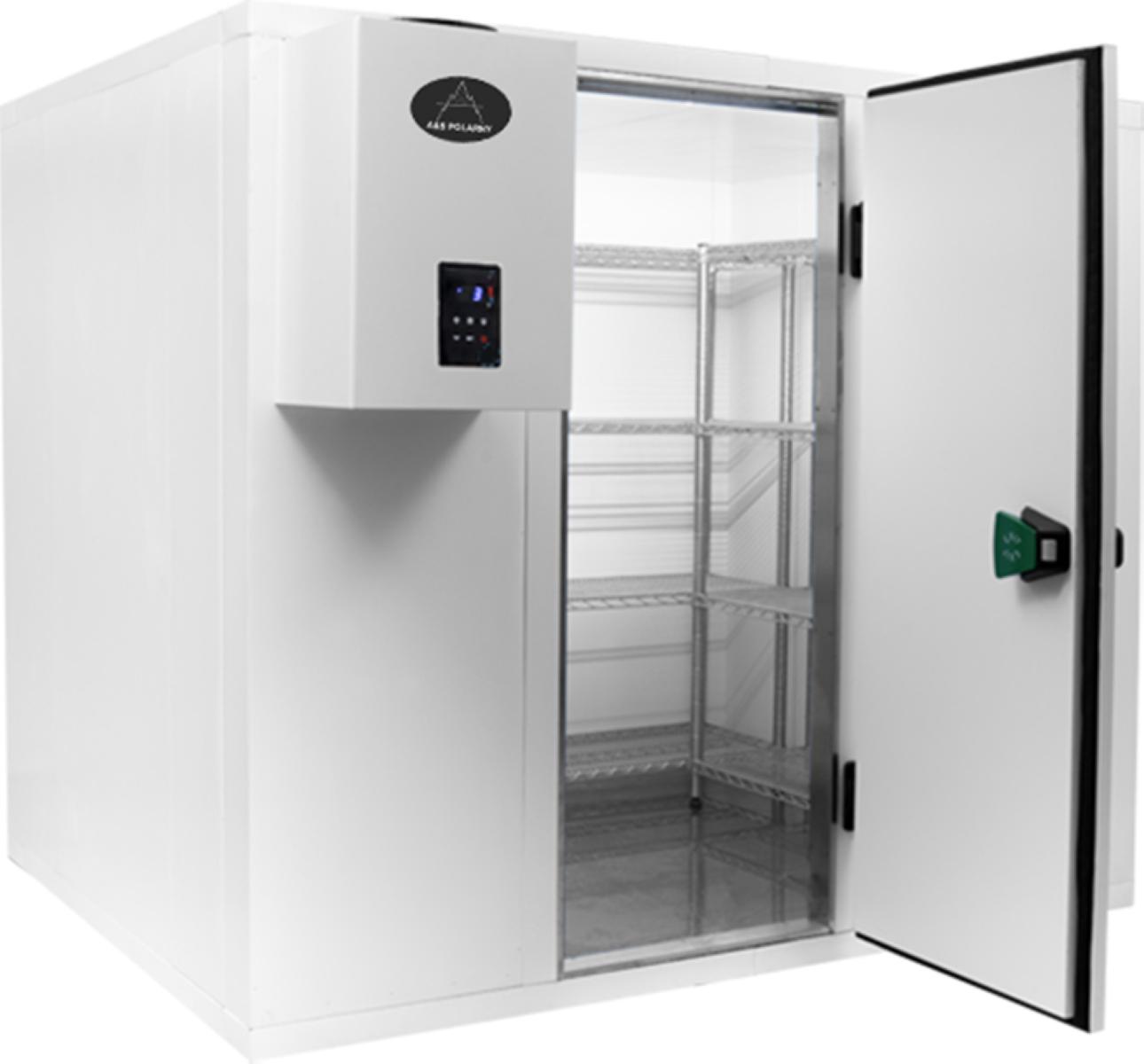 Фризерна камера Дебелина на стената 120mm, 1800 x 2400 x 2200 mm, с охладителен агрегат и стелажи